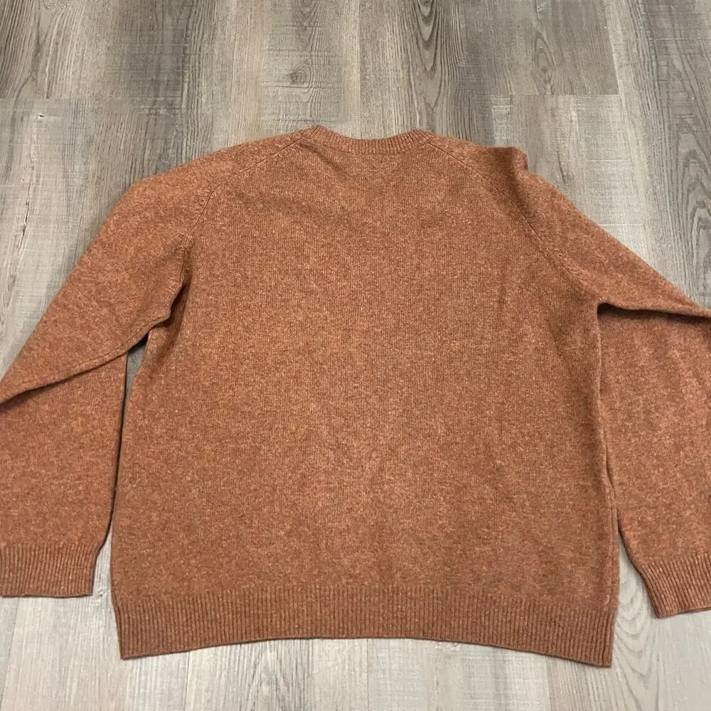 Vtg Northern Isles Burnt Orange Lambswool Men's Sweater